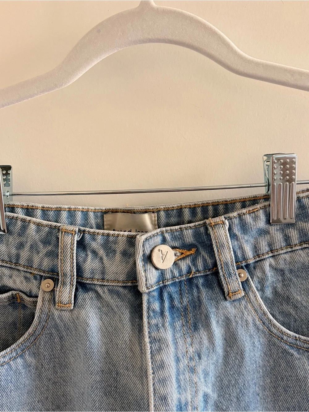 Classic High-Rise Light Blue Denim Shorts